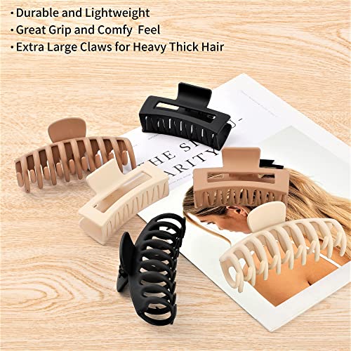  ZYTJ 5 Inche Beige Extra Large Claw Clips for Thick Hair and  Long Hair, 4 Pack Xl Jumbo Claw clips, Oversized Matte Non-slip Rectangle Hair  Clips for Women, Big Strong Hold